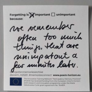 "Forgetting is important because we remember often too much things that are unimportant a few minutes later"