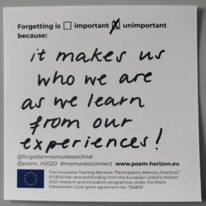 Forgetting is unimportant because it makes us who we are as we learn from our experiences!"
