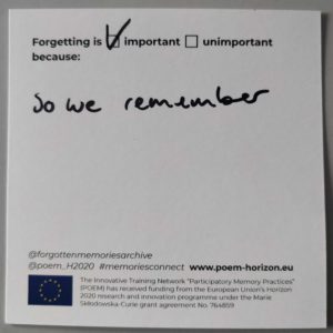 "Forgetting is important so we remember."